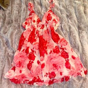 Betsey Johnson Intimates Floral Rose Baby Doll Tie Back Dress